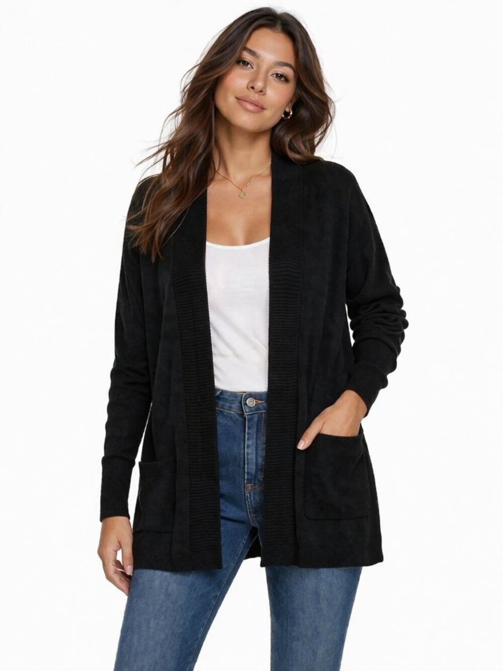 Gloria Vanderbilt Cardigan Womens Small Black Lightweight Button Front